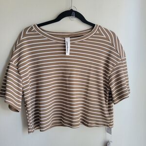 Missguided Brown and White Striped Crop Top